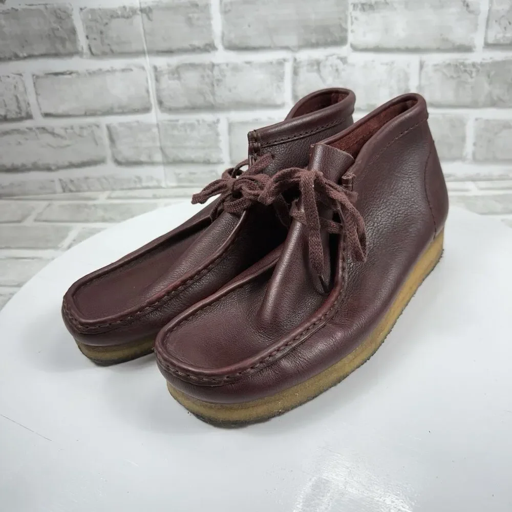 Clarks Original Men's Size 8 Burgundy Leather Lace Up Wallabee Boots